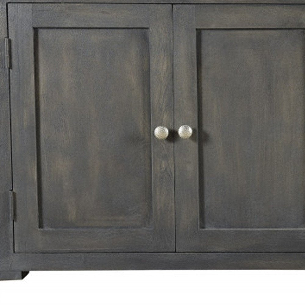 Dark Gray Solid Wood Four Drawer Sideboard with Four Doors - 72-inch