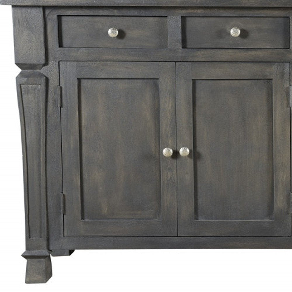 Dark Gray Solid Wood Four Drawer Sideboard with Four Doors - 72-inch