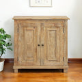 Light Brown Solid Wood Sideboard with Two Doors - 34-inch