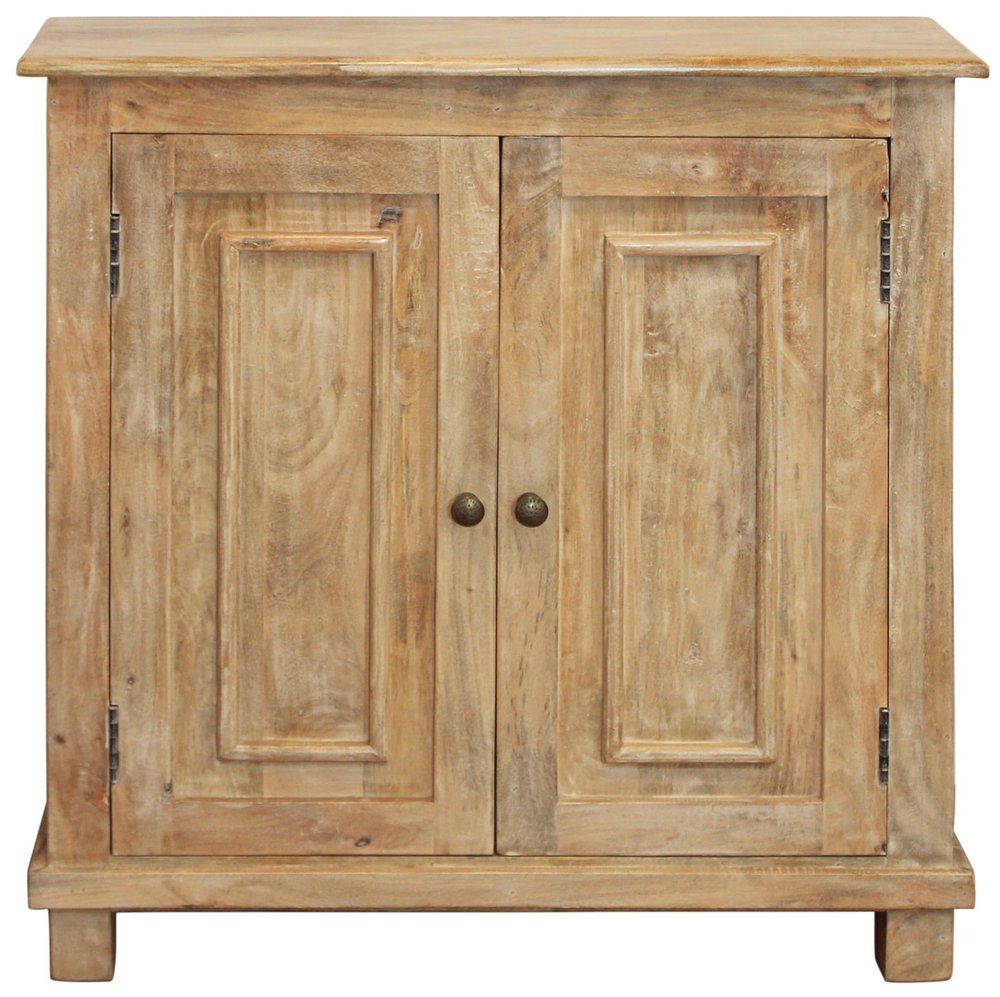Light Brown Solid Wood Sideboard with Two Doors - 34-inch
