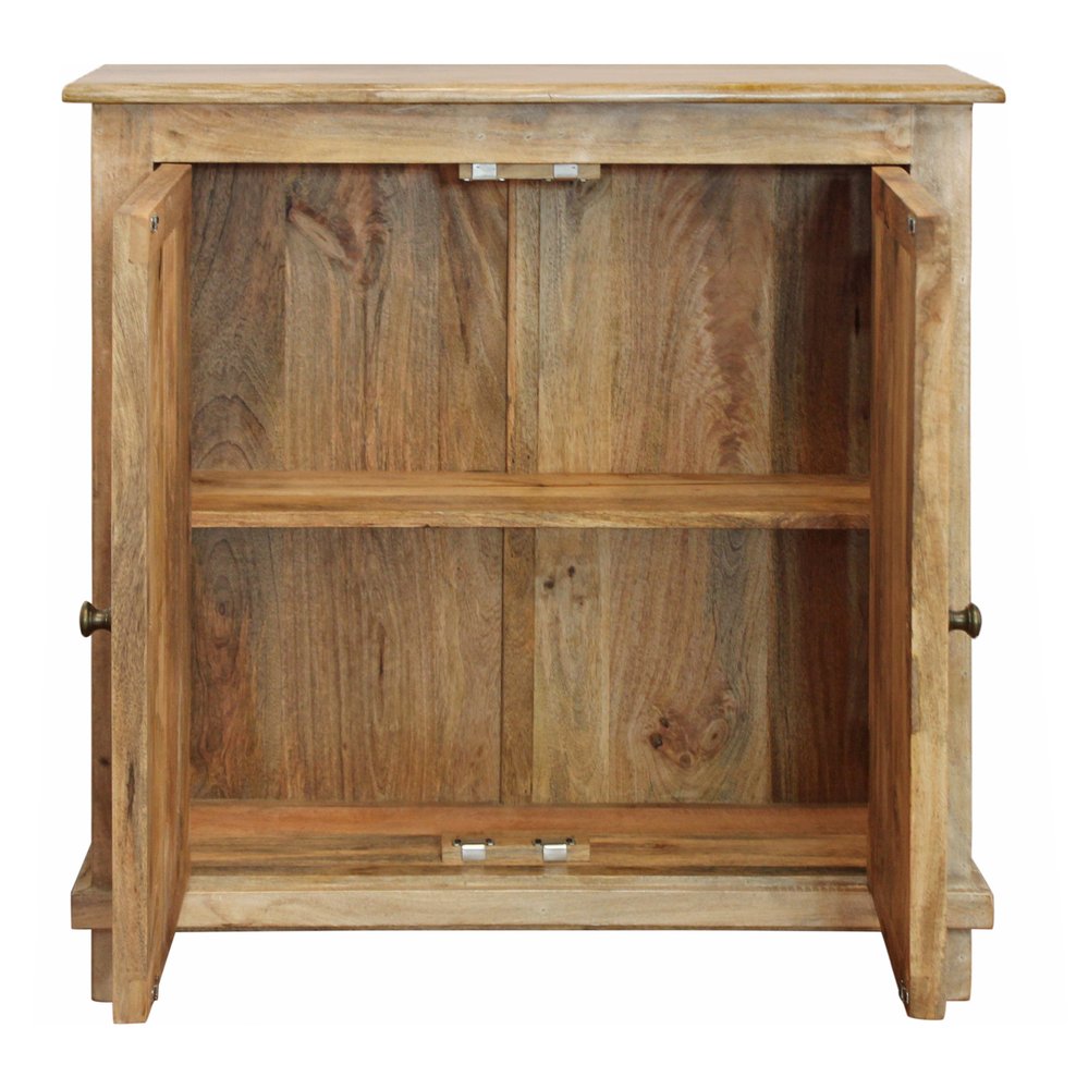 Light Brown Solid Wood Sideboard with Two Doors - 34-inch