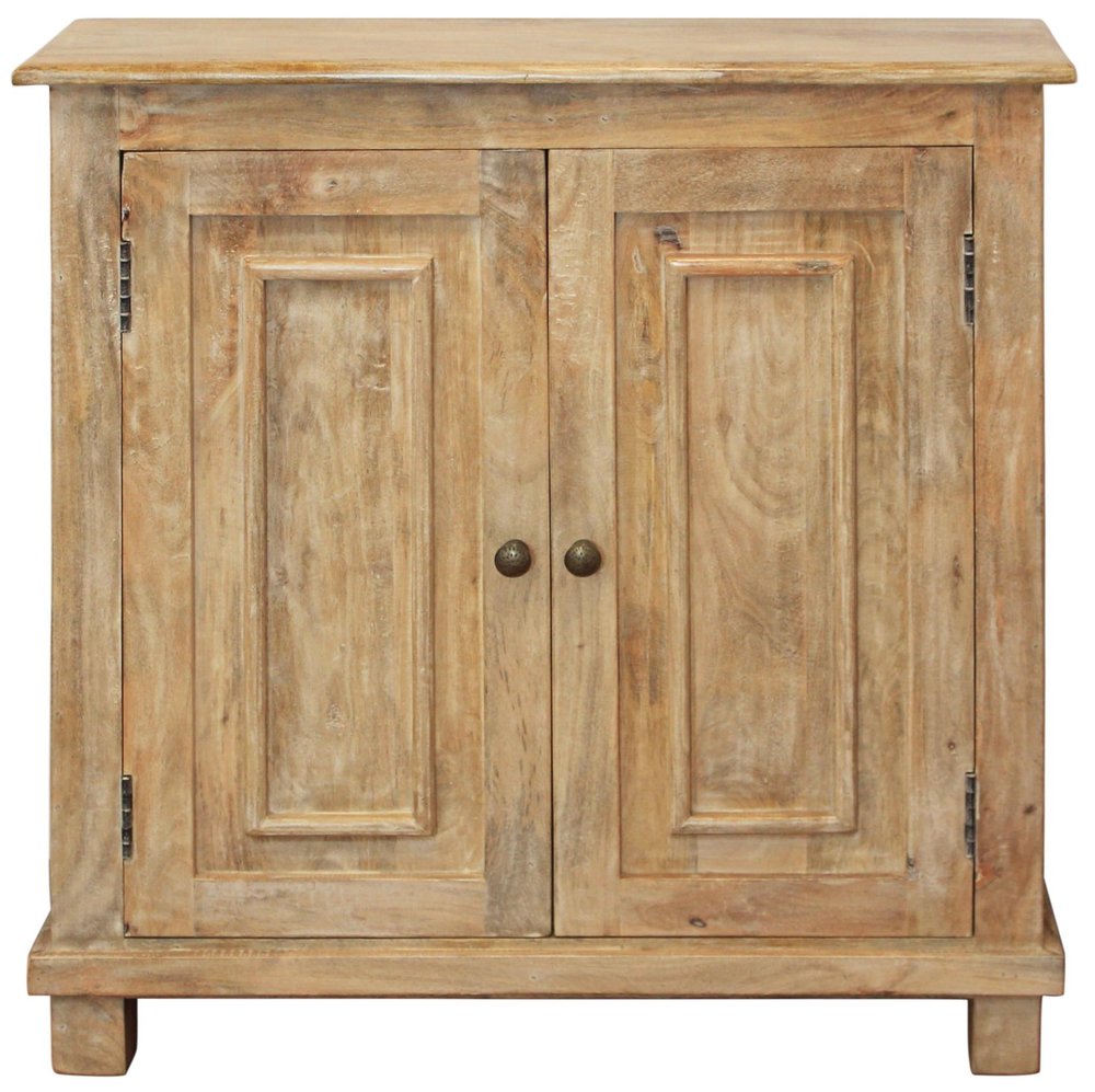 Light Brown Solid Wood Sideboard with Two Doors - 34-inch
