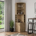Natural Corner Bar Cabinet with Eleven Shelves - 18-inch
