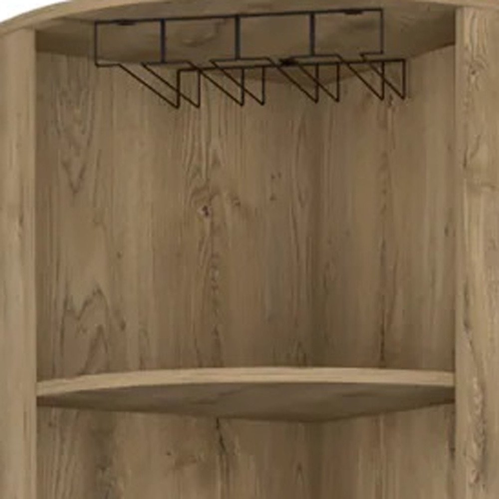 Natural Corner Bar Cabinet with Eleven Shelves - 18-inch