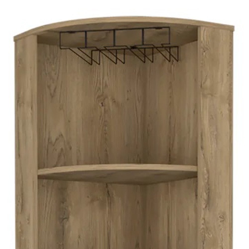 Natural Corner Bar Cabinet with Eleven Shelves - 18-inch