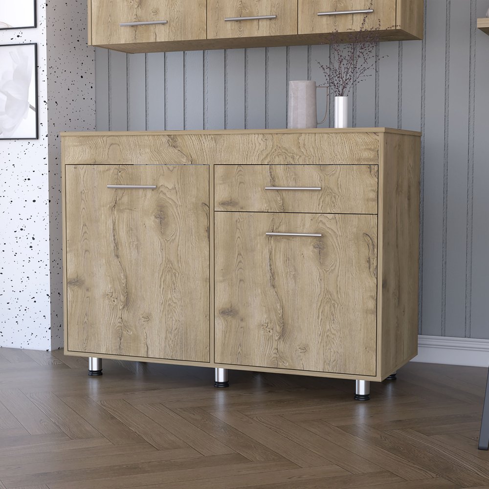 Natural Console Accent Cabinet with Three Shelves and One Drawer - 47-inch