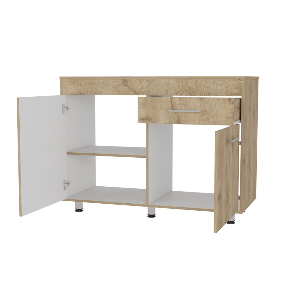 Natural Console Accent Cabinet with Three Shelves and One Drawer - 47-inch