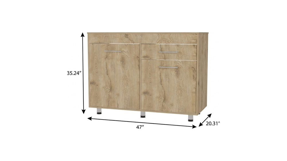 Natural Console Accent Cabinet with Three Shelves and One Drawer - 47-inch