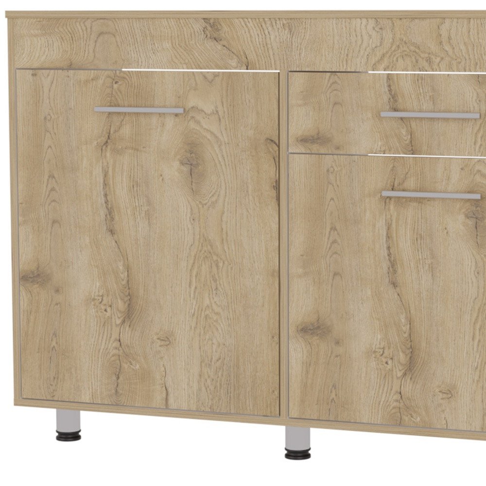 Natural Console Accent Cabinet with Three Shelves and One Drawer - 47-inch
