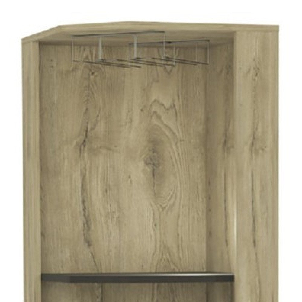 Brown and Black and Brown Corner Bar Cabinet with Eleven Shelves - 18-inch