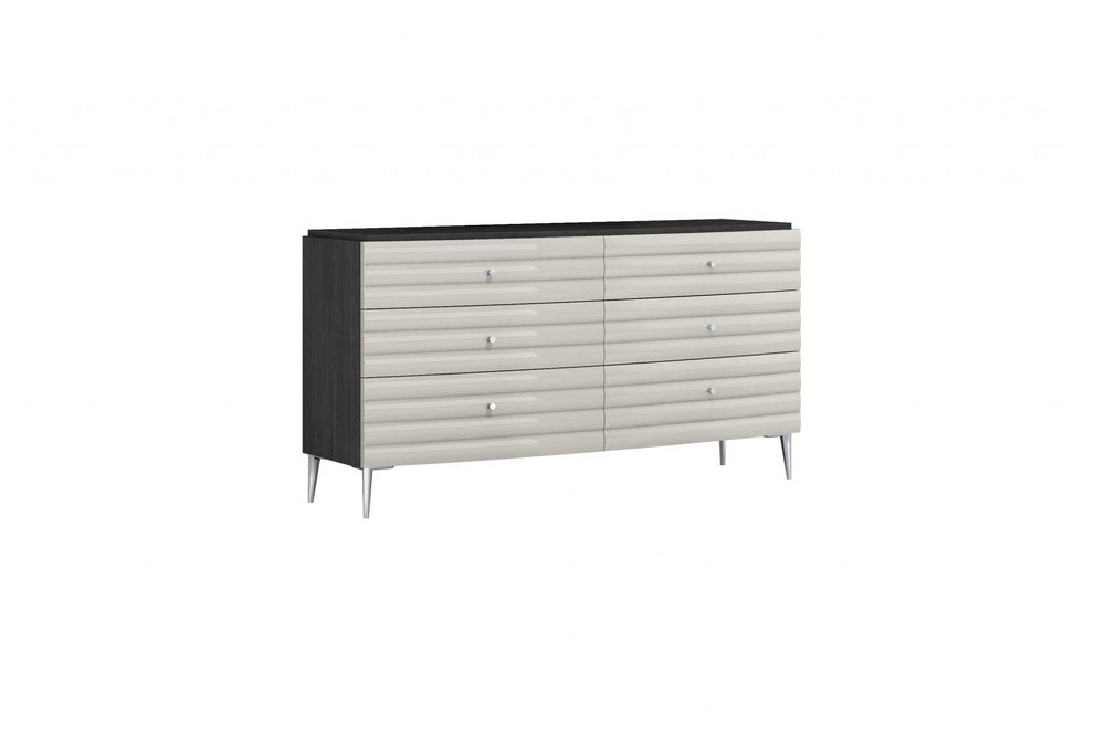 Grey Manufactured Wood Six Drawer Double Dresser - 62-inch