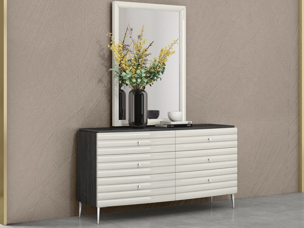 Grey Manufactured Wood Six Drawer Double Dresser - 62-inch