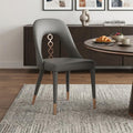 Set of Two Gray Upholstered Faux Leather Dining Side Chairs