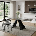 Clear and Black Glass and Metal Drop Leaf Pedestal Base Dining Table - 63-inch