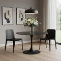 Black Rounded Ceramic and Metal Pedestal Base Dining Table - 47-inch