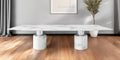 White Marble Double Pedestal Base Dining Table - 180-inch