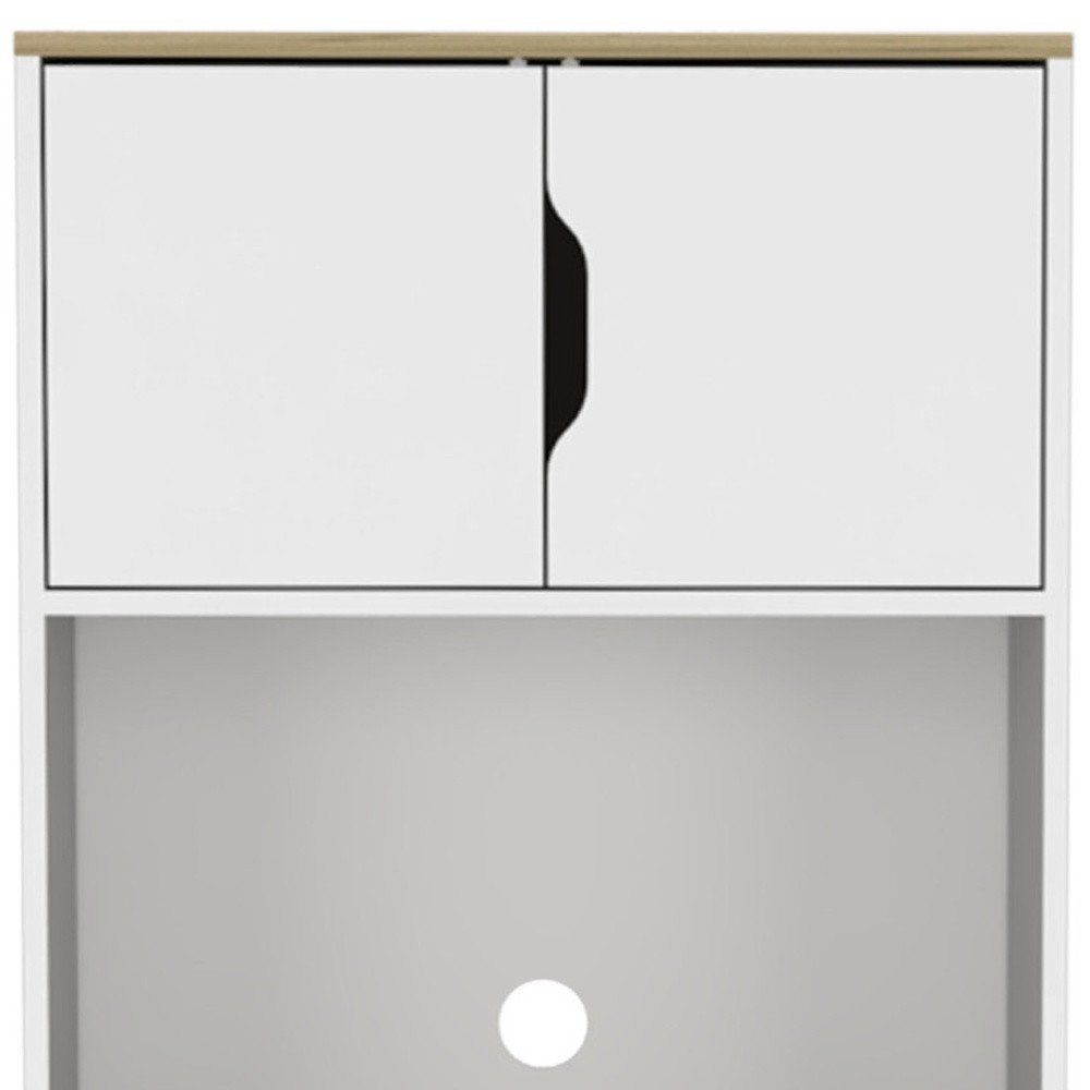 Light Oak and White Pantry Cabinet with Two Shelves - 67-inch