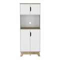 Light Oak and White Pantry Cabinet with Two Shelves - 67-inch