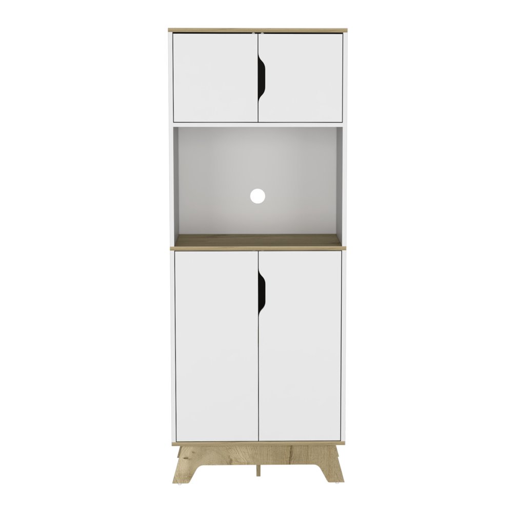 Light Oak and White Pantry Cabinet with Two Shelves - 67-inch
