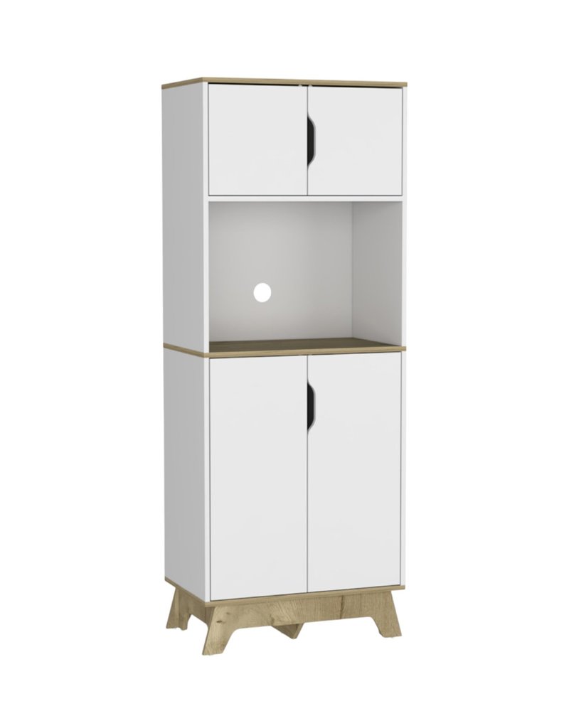 Light Oak and White Pantry Cabinet with Two Shelves - 67-inch