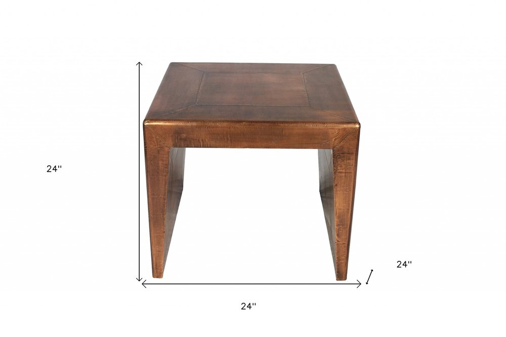 Copper Wood and Metal Square End Table - 24-inch