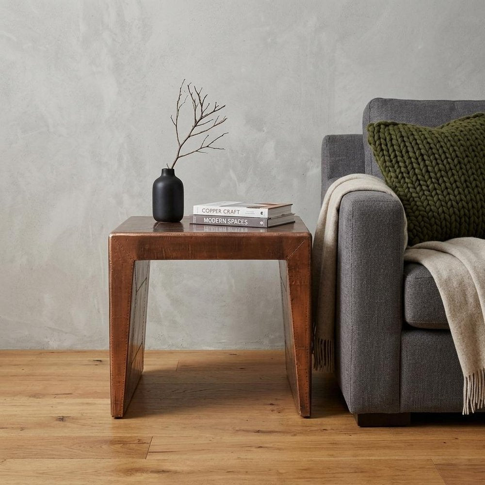 Copper Wood and Metal Square End Table - 24-inch