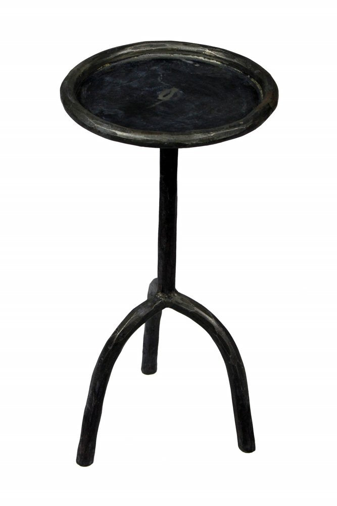Black Iron Pedestal Round End Table - 23-inch