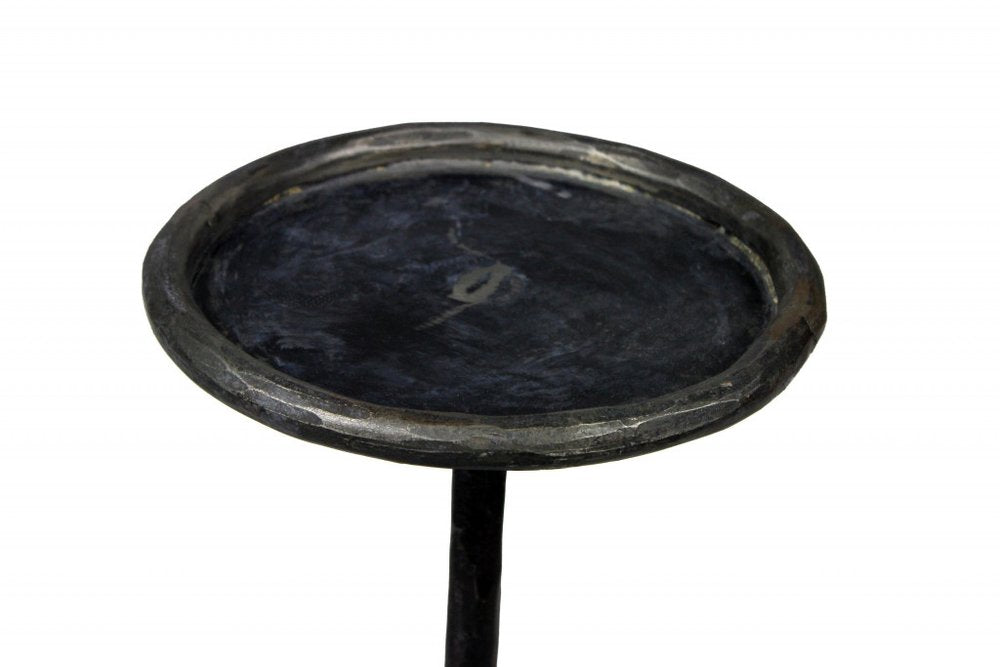 Black Iron Pedestal Round End Table - 23-inch