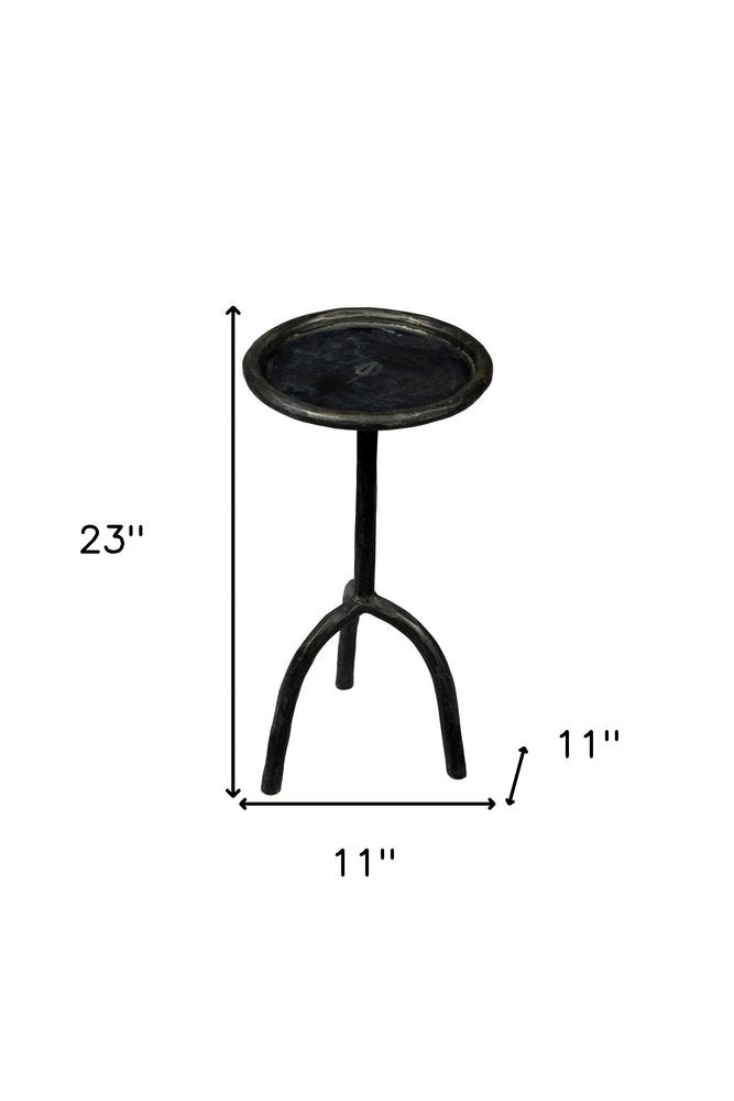 Black Iron Pedestal Round End Table - 23-inch