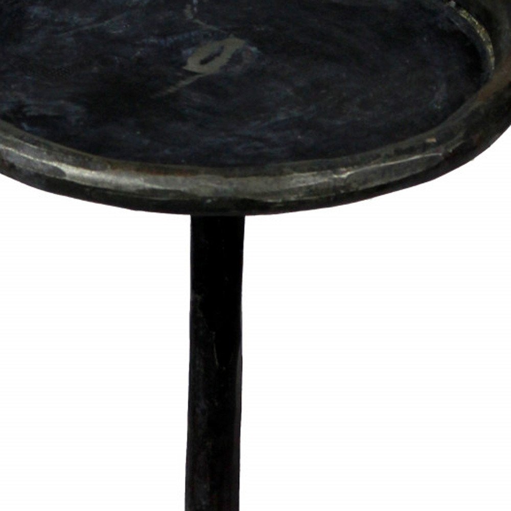 Black Iron Pedestal Round End Table - 23-inch