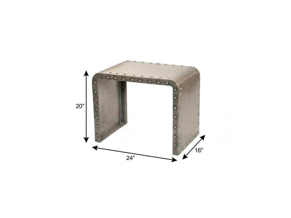 Gold Metal Rectangular End Table - 20-inch