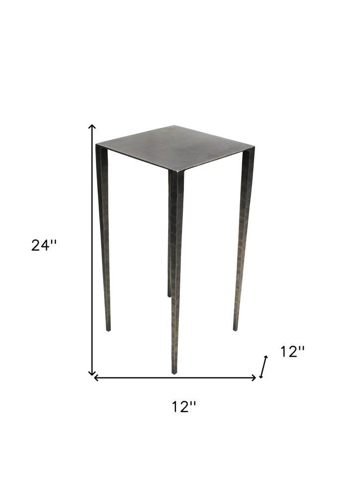 Nickel Iron Square End Table - 24-inch