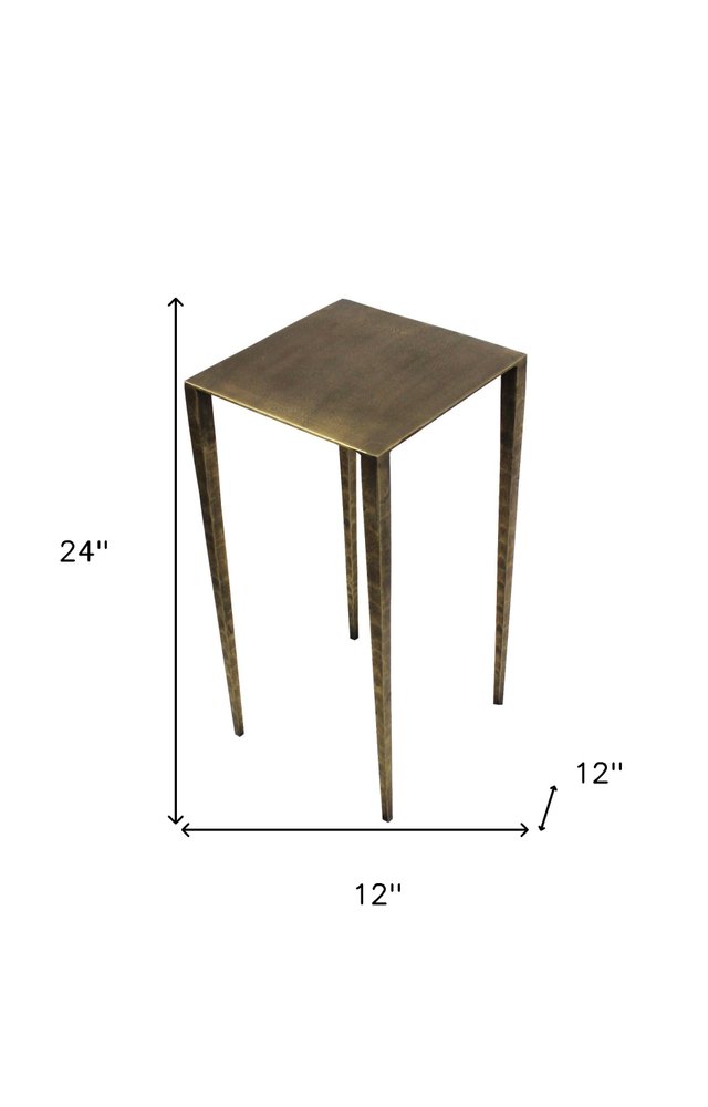 Brass Iron Square End Table - 24-inch