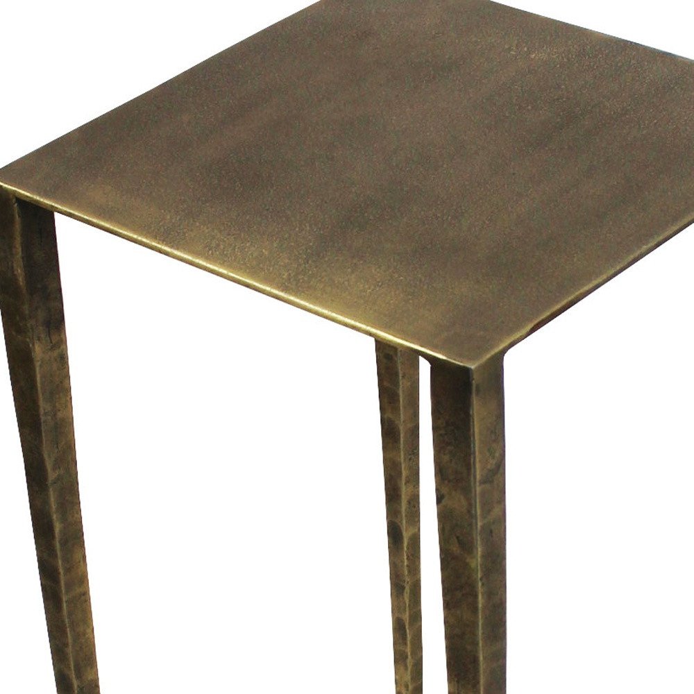 Brass Iron Square End Table - 24-inch