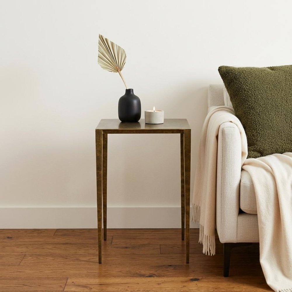 Brass Iron Square End Table - 24-inch