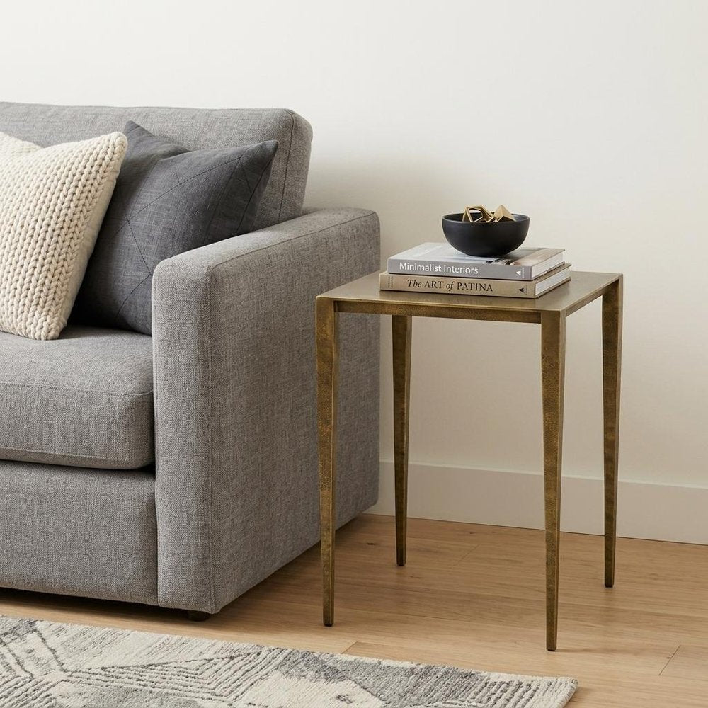 Brass Iron Square End Table - 24-inch