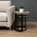 Set of Three 19 Black and Silver Round Nested Tables