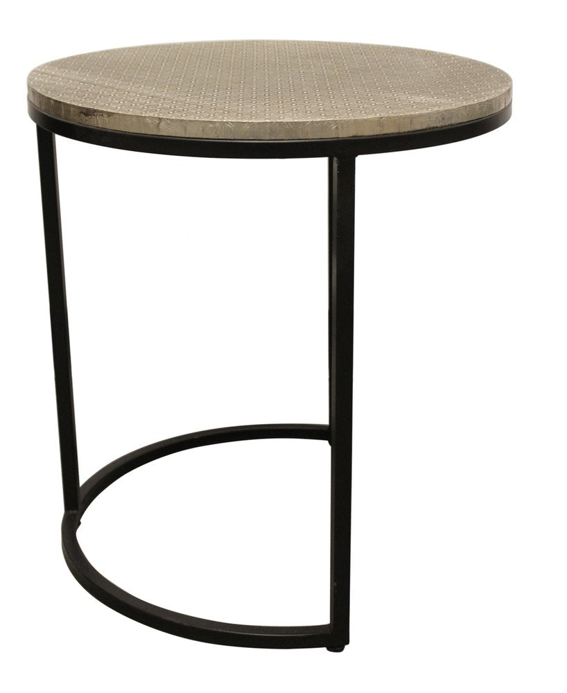 Set of Three 19 Black and Silver Round Nested Tables