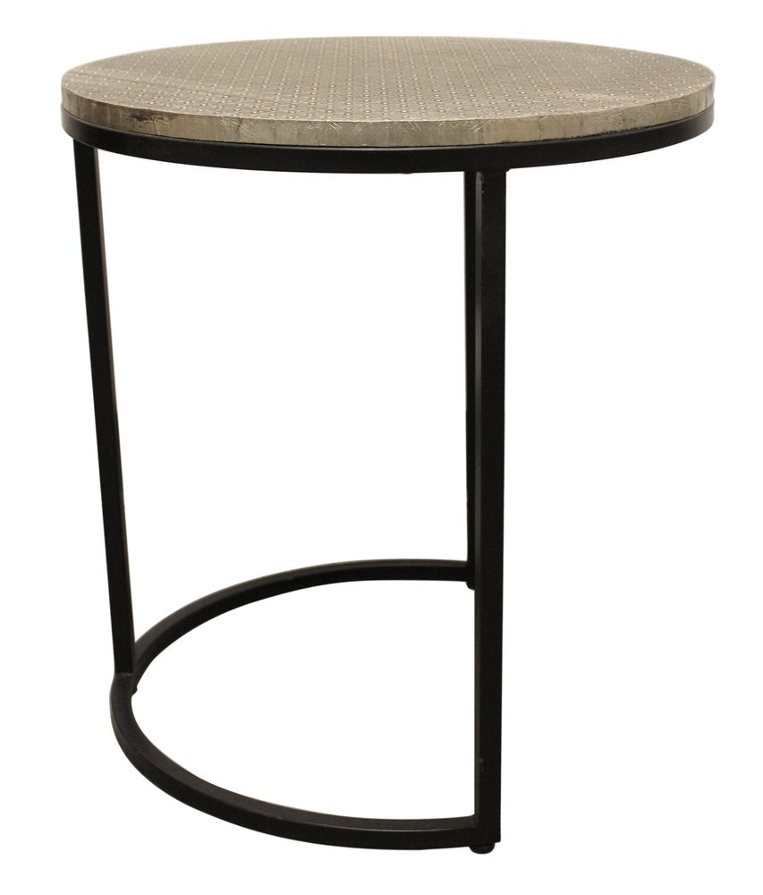 Set of Three 19 Black and Silver Round Nested Tables