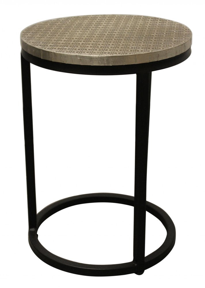 Set of Three 19 Black and Silver Round Nested Tables