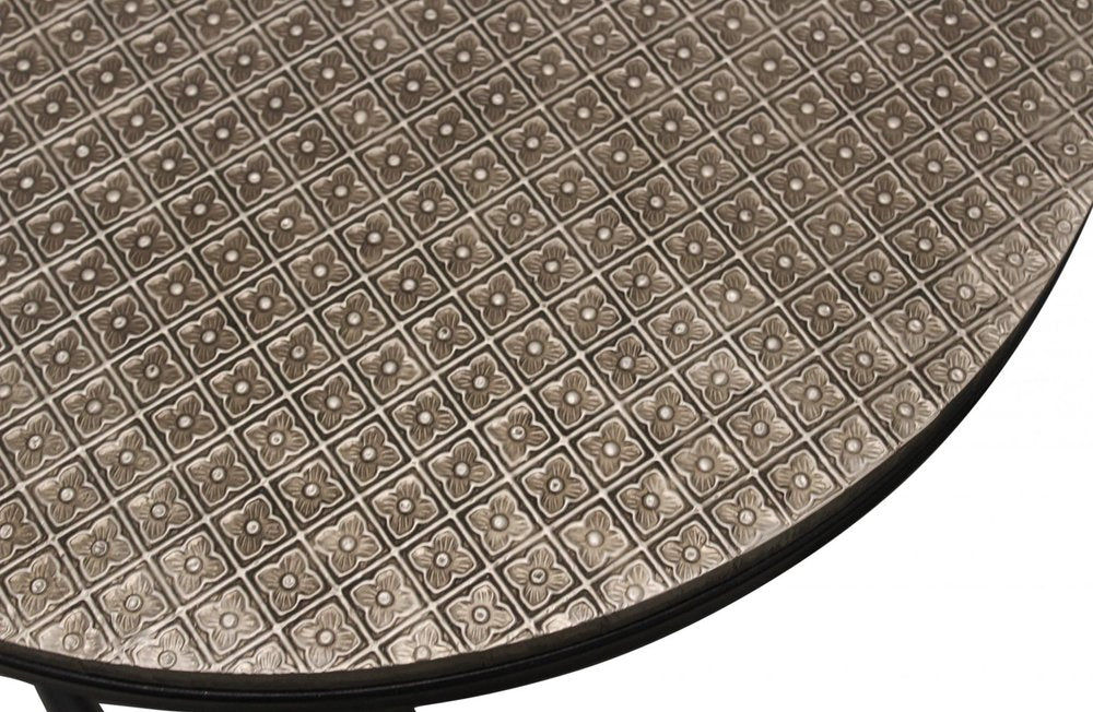Set of Three 19 Black and Silver Round Nested Tables