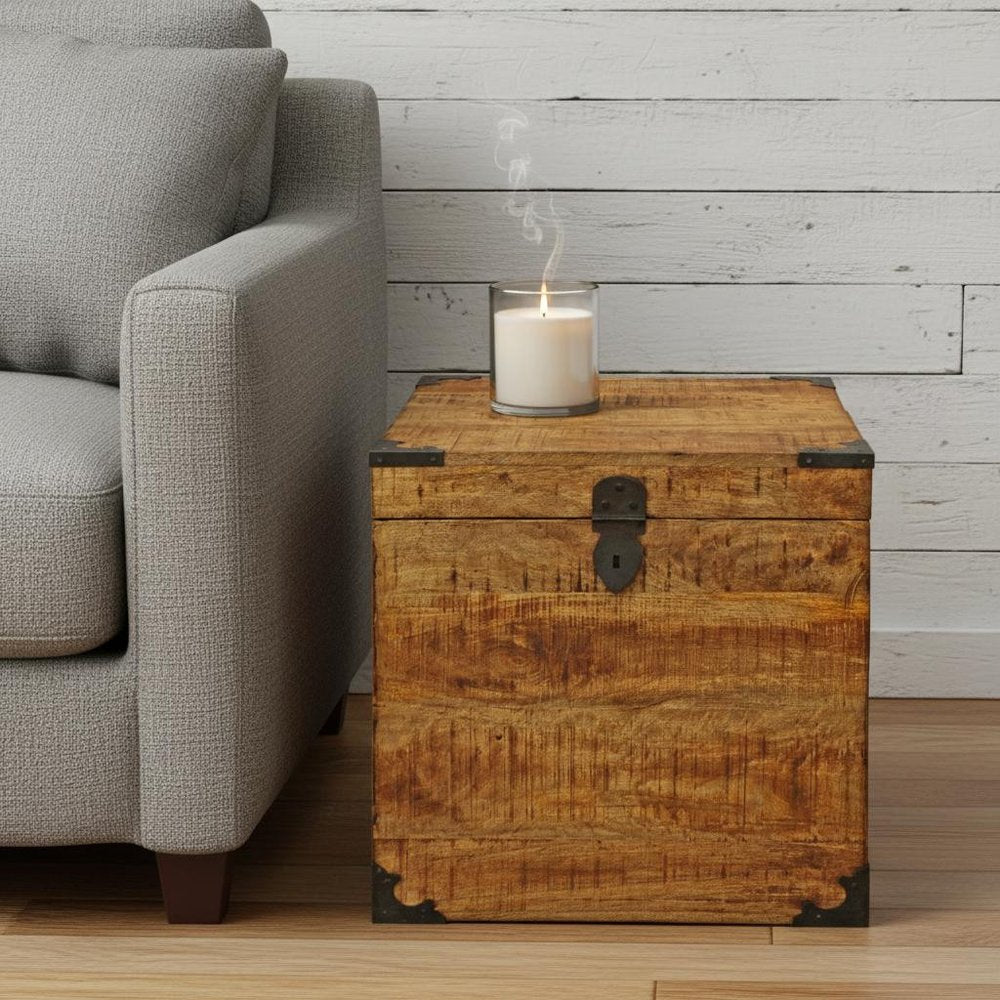 Natural Brown Solid Wood Square End Table - 20-inch