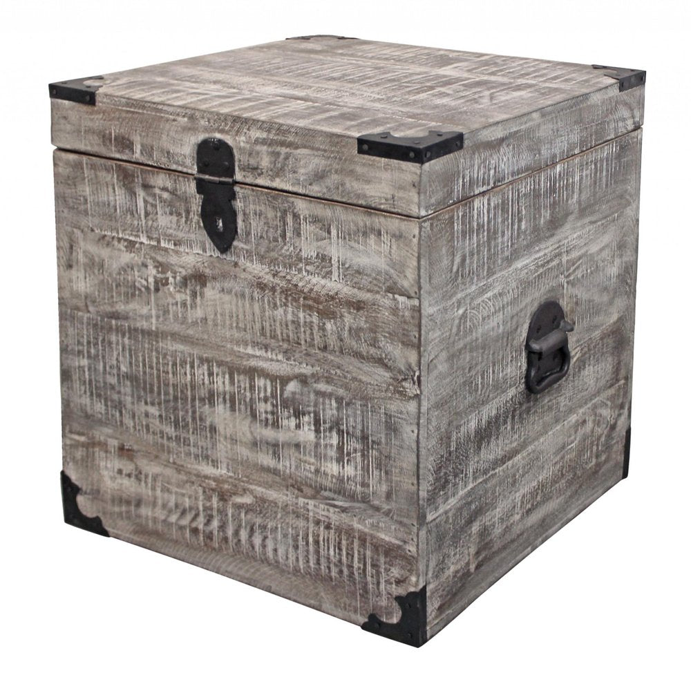 Gray Solid Wood Square End Table - 20-inch