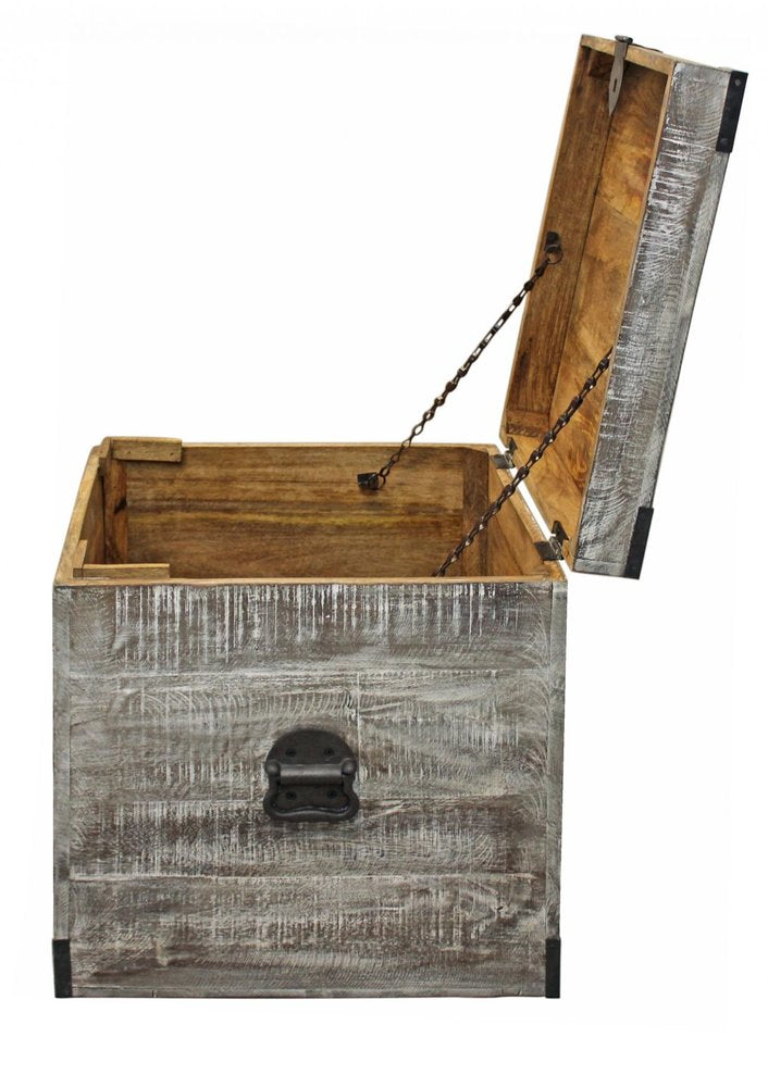 Gray Solid Wood Square End Table - 20-inch