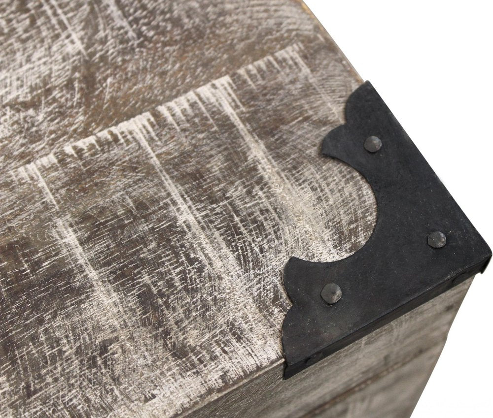 Gray Solid Wood Square End Table - 20-inch