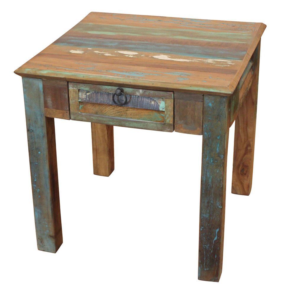 Brown Solid Wood Square End Table with Drawer - 24-inch