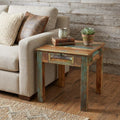 Brown Solid Wood Square End Table with Drawer - 24-inch