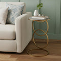 Gold and Gray Marble and Iron Round End Table - 21-inch