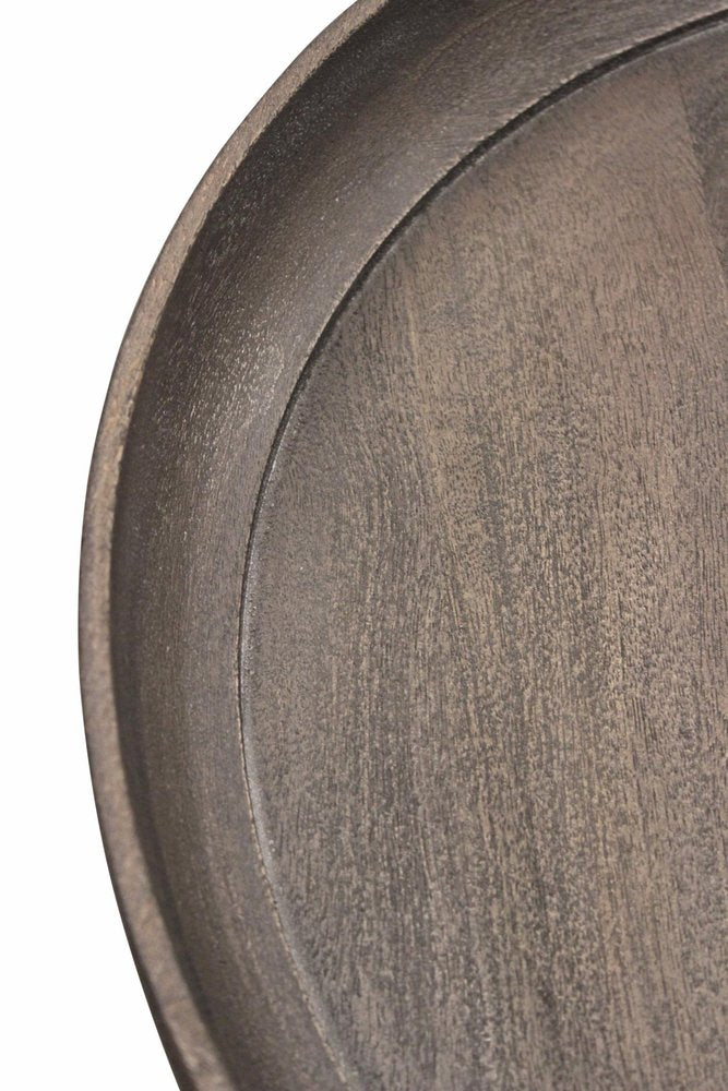 Black and Gray Solid Wood and Iron Round End Table - 18-inch