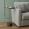 Black and Brown Solid Wood and Marble Round End Table - 20-inch